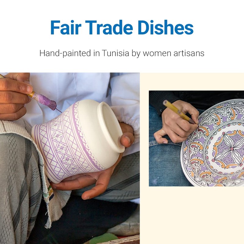 KAMSAH Plate Set & Serving Platter, Custom Hand-Painted Ceramic Appetizer