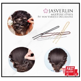 JASVERLIN U Shaped Hair Pin Silver, Bun Pins for Women Long Large Bobby Pins Hai
