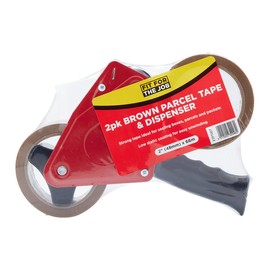 Fit For The Job Tape Gun and Tape Dispenser with 2 Rolls of Packaging Tape Brown - Ideal for Packing Tape, Fragile Tape - Heavy Duty Tape Dispenser for Efficient Sealing and Packing Needs