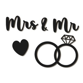 Papierdrachen Wooden Wall Decoration - Wedding - Ideal Decoration for the Wedding Venue - Mr & Mrs - Chair Decoration or Door Sign - Set of 10