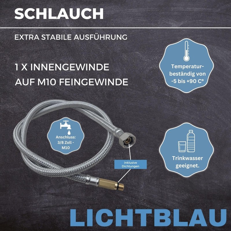 LICHTBLAU 2 x Kink-Resistant Stainless Steel Hose I 35 cm