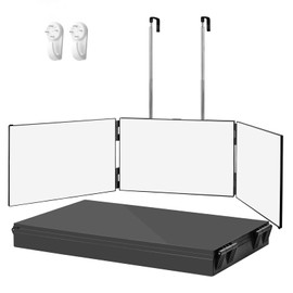 UHdod 3 Way Mirror for Self Hair Cutting with Telescoping Hooks, Trifold Hangable 360 Three Way Mirror for Self Hair Braiding, Haircut, Makeup, Styling, Shaving