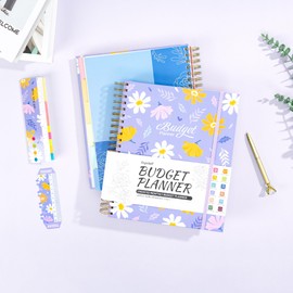 Ospelelf Budget Planner - Monthly Budget Book with Expense Tracker Notebook, Undated 12 Month Bill Organizer & Finance Planner, A4 Account Book with 12 Index Pockets, Zipper Pouch, Stickers Floral 3