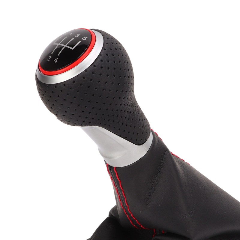 Gear Shift Knob Boot Set 5 Speed PVC Leather Gearstick