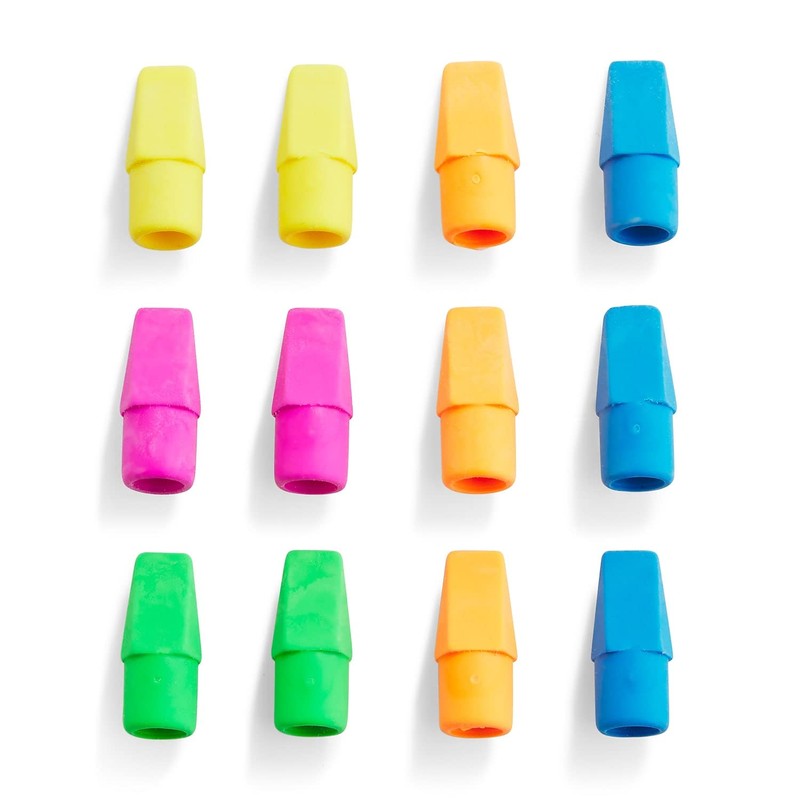 Staples Arrowhead Pencil Cap Erasers, Assorted Colors, 12 Pack –