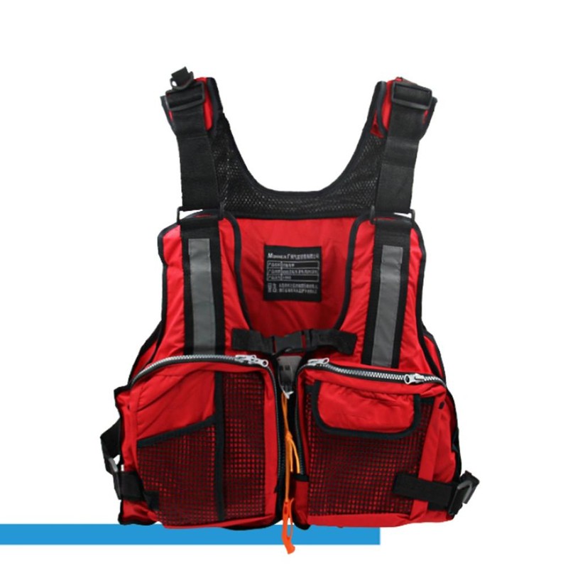 Outdoor Fishing Vest Life Jacket with Whistle Multi Pocket Flotation
