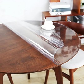 Round Clear Plastic Tablecloth Table Protector Furniture Circle Cover Vinyl Waterproof Wipeable PVC Water Heat Resistant for Dining Bed Side Table Top Topper Cover Glass Desk Mats Pad Diameter 86cm
