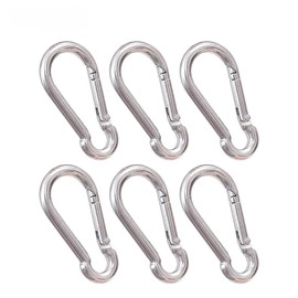 CTB Dealz Oval Carabiner Stainless Steel with Clips 3.15" - Small Strong Metal Multitool Carabiner Heavy Duty for Hammocks, Keys, Hanging (6 Pcs)