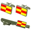 Briceni City Moldova Flag Silver Shirt Cufflinks & Tie Clip
