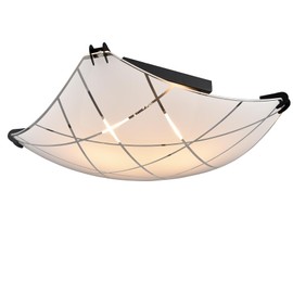 CLAXY Farmhouse Modern Ceiling Light 2-Light Black Ceiling Light Fixture with Square Curving Criss-Crossing Shade for Bedroom Hallway Kitchen Dining
