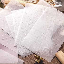 Aromoty 40 sheets Scrapbook Paper Embossing Translucent Vellum Paper Craft Scrapbooking Supplies Paper Art White Cardstock Printable Paper for Junk Journal Journaling DIY Materials Envelopes,4x5.7inch