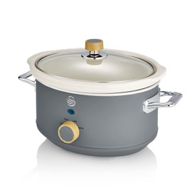 Salton Swan Nordic-Style Slow Cooker with Removable Ceramic Pot, 3.5 Litre (Slate Grey)