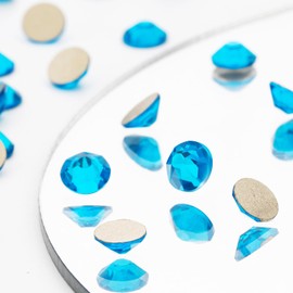 Novani Capri Blue Rhinestones 1440pcs Flat Back Round Rhinestone Style 2088 Sparkly Crystal Gemstones for Nail Art and Crafting SS16,3.8-4.0mm