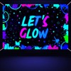 Glow Neon Birthday Backdrop - Let's Glow Banner for Black