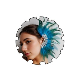 Aksod Feather Ear Cuff Blue Indian Tribal Piercing Ear Wrap Sparkly Rhinestone Ear Crawler Climber Vintage Plume Fairy Earrings Elf Ear Cuff Clip Jewelry for Women Cosplay Renaissance Costume Accessories (Single Left)