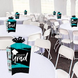 Big Dot of Happiness Teal Graduation Table Decorations - Party Fold and Flare Centerpieces - 10 Count