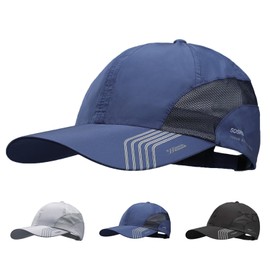Mesh Quick Dry Baseball Cap Unstructured Breathable Summer Sun Protection Cap Unisex Outdoor Sports Hats with Adjustable Buckle Soft Brim Peaked Cap Lightweight Running Cap for Outdoor Activities