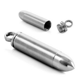 Fashion Jewelry BULLET URN CREMATION Pendant 20" Sterling silver 925 ITALY necklace men women