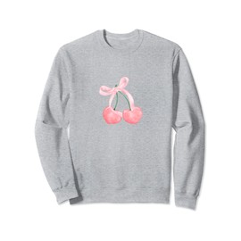 Coquette Cute Cherry Bow Pink Sweatshirt