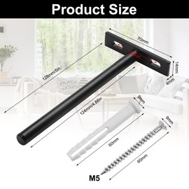 Pack of 6 Invisible Shelf Brackets, 128 mm/5 in Metal Shelf Brackets, Floating Shelf Bracket with Screws and Expansion Pipes, Invisible Shelf Bracket, Wall Shelf Bracket, Invisible for Shelves