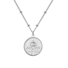 Leaocean Dome of the Rock Necklace - Palestine Al Aqsa Dome Of The Rock Necklace Palestine Necklace Jewellery Muslim Ramadan Gift Eid Gift Islamic Jewellery (Style 2, Steel)