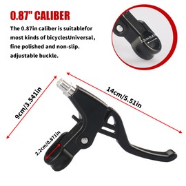 Gashwer Universal 2.2cm Bike Brake Levers Aluminum Alloy V-Brake Handlebar Bicycle Brake Handle for Most Bicycle, Mountain Bike, Road Bike 1 Pair (Black)