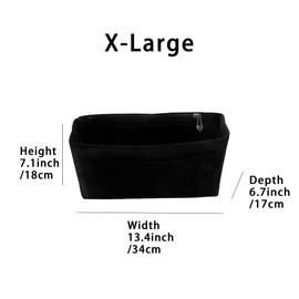 Purse Organizer Insert, Suede Bag Organizer Handbag Tote Shaper, Suede Material, Soft and Non Damaging Bag (Black, X-Large)