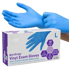 Disposable Nurse Gloves Non Sterile Non-Latex Nitrile-Vinyl Exam Gloves Powder Free Single Use Large 100 Pack for Medical Cooking Cleaning - item: 100, Size: Large
