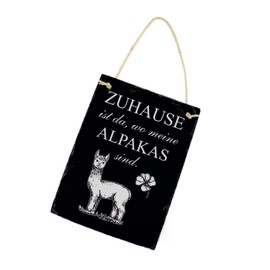 Slate Sign with German Text "Zuhause ist wo meine Alpakas sind (Zuhause ist wo meine Alpakas sind ") [German Language]