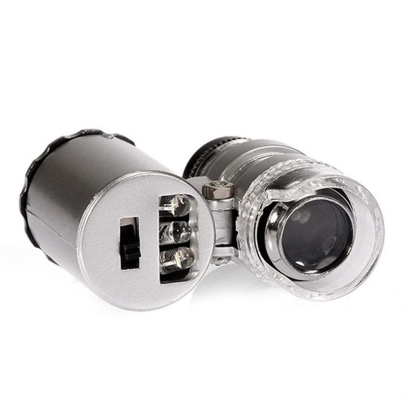 Tiardey Mini 60x Jewellery Loupe with Light Magnifier Microscope Hallmarks