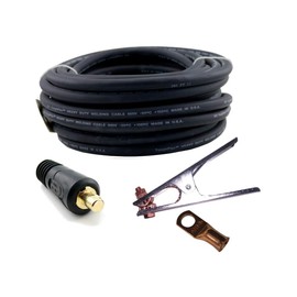 WeldingCity 10-ft 2-AWG USA-made Heavy Duty Welding Cable with Work Clamp and Dinse-type Twistlock Connector Plug for Welder Whip Lead
