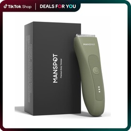 Manspot Premium Electric Body Hair Trimmer for Men - Waterproof Wet & Dry Groomer, Rechargeable Cordless Clippers for Chest Back Arms - Gym Ready Travel Friendly Green Trimmer with Comfort Design-dealsforyoudays:_Black