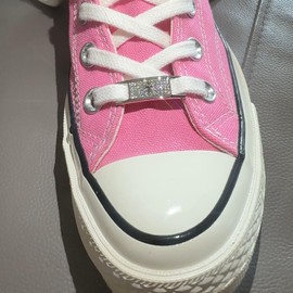 Bling Diamond Shoe Lace Tag, Silver Hip Hop Stylish Shoe Decoration Charms, Shoelaces Buckle for Sneakers, Boots, Runners,1 Pair, Silver, Small