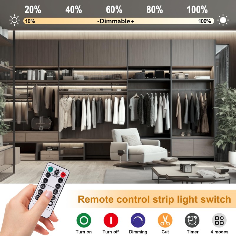 OMIKA COB LED Light Strip, Wireless 640LED 6.56Ft 4000K Natural