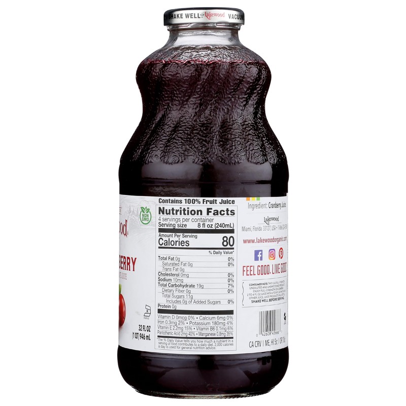 Lakewood, Pure Cranberry Juice, 32 oz