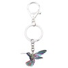 LONYOO Zinc Alloy Enamel Flying Hummingbird Keychain Rhinestones Bird Jewellery