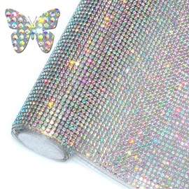 Locacrystal Bling Rhinestone Sticker DIY Car Decoration Stickers Self-Adhesive Hotfix Glitter Crystal Gem Sheet Sticker for Car&Craft Decoration with 19440Pcs 2mm Rhinestones(Crystal AB,9.4" x 15.8")