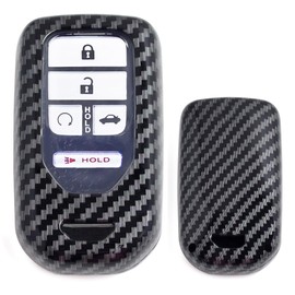 iJDMTOY Glossy Black Carbon Fiber Finish Hard Plastic Key Fob Case Compatible with Honda Accord Civic CRV HRV FIT Odyssey Ridgeline Insight, etc