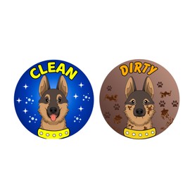 Dog 3.5inch Dishwasher Clean Dirty Magnet Sign for Kitchen, Double Sided Clean Dirty Dishwasher Magnet Sign for Dishwashers and Washing Machine, German Shepherd Design