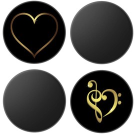 Peffiten - 4 Pack Cellphone Phone Grip for Phone, Expanding Stand Cell Phone Collapsible Holder for Smartphones - Black Rose Gold Heart