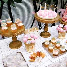 40PCS Edible Prince Princess Crown Cupcake Toppers Edible King Queen Crowns Cupcake Picks for Crown Theme Baby Shower Bridal Shower Wedding Princess Girls Prince Boys Birthday Party Decorations