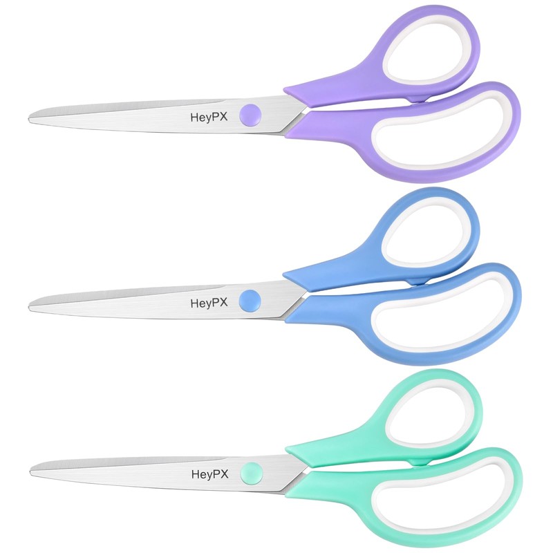 3-Pack 8.5" All Purpose Stainless Steel Scissors for Office Crafts