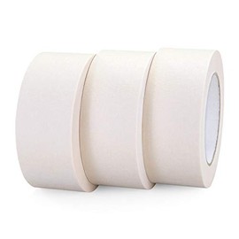 IDL Packaging - 3x-44576 2-inch x 60-Yard White Masking Tape (Pack of 3 Rolls), Natural Rubber Adhesive â Sharp Lines and Surfaces Protection â Sticks to Any Surface â Paper Tape for Painting Works
