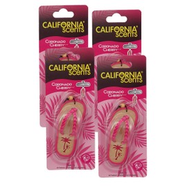 California Scents Scented Sandal Hanging Car Air Freshener - Odor Eliminator for Strong Odor - Flip Flop Car Fresheners (Coronado Cherry, 4 Packs)