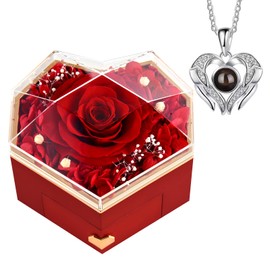 GOICC Ewige Rose Infinity Rosen mit Kette Konservierte Echte Rosen Schmuck Box Mama Oma Freundin Hochzeitstag Geburtstag Geschenke Für Frauen