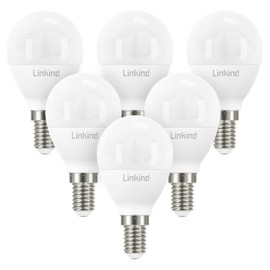 Linkind E14 P45 Golf LED Bulb 7.5 W, 60 Watt Replaced, 2700 K Warm White P45/G45 Teardrop Shape LED Bulb 806 Lm, Not Dimmable, AC 220-240 V, Pack of 6
