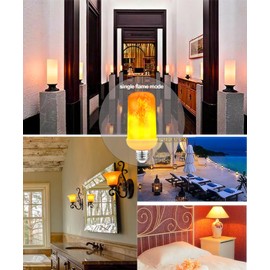 Wirleben Upgraded Single Mode LED Flame Light Bulb with Gravity Sensor 6W E26 Indoor Flame Flickering Bulb Outdoor One Mode Flaming Bulb for Holiday/Bar/Party Decor 2-Pack