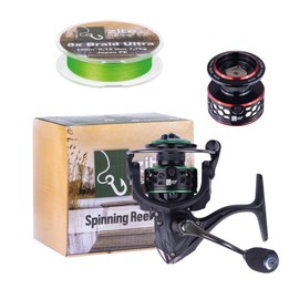Zite Fishing Spinning Fishing Set | Spinning Reel 3000 7+1BB | Predator Reel | 2 Aluminium Spools | Braided Line | Japan PE Braid | 0.12 mm Zander Line