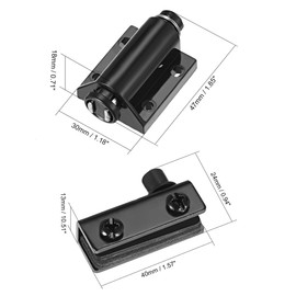 uxcell 5-6mm Glass Door Magnetic Catch Latch Closures ABS Black with Clamp 2 Set