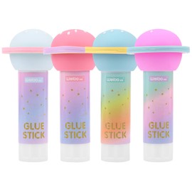 Cute Solid Glue Stick, 4 Cartoon Solid Glue Sticks Shaped Like Four Colored Planets, School Office Homemade Supplies Stick, 0.28 oz, 4/Pack